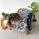 Bohemian floral celestial woven throw blanket living room fringed tapestry