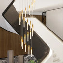 DecorBites™ Crystal Staircase Chandelier: Modern Loft Hanging Lamps with Gold Finish