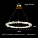 DecorBites™ Crystal Flower LED Chandelier: Modern Luxury Round Ring Pendant Light for Dining & Living Room
