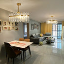 DecorBites™ Gold Round Crystal Pendant Light Chandelier for Bedroom and Living Room
