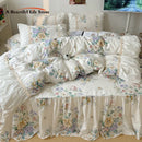 DecorBites™ Korean Princess Flowers Bedding Set - Duvet Cover, Bed Skirt, Pillowcases