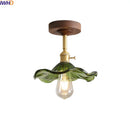 DecorBites™ Green Glass LED Ceiling Lights: Modern Copper Wood Indoor Lamp