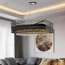 Modern rectangular crystal glass pendant chandelier for dining room