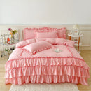 DecorBites™ Lace Ruffle Princess Bedding Set with Bed Skirt & Pillowcases
