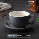 DecorBites™ 350ml Latte Ceramic Coffee Cup and Saucer Set - Set of 2