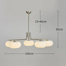 DecorBites™ Glass Persimmon Chandelier: Bauhaus Medieval Inspired Milk White Lamp