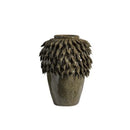 DecorBites™ Leaf Relief Ceramic Vase: Hand-made 3D Floral Arrangement Pot