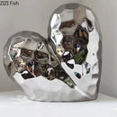 DecorBites™ Gold Heart Ceramic Statue Ornament - Irregular Heart Sculpture Decor Figurine