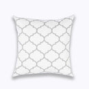 DecorBites™ Geometric Embroidered Cushion Cover Light Grey Cotton 45x45cm