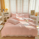 Cream ribbed bubble yarn fabric bedding set bedroom duvet cover