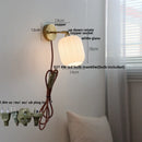 DecorBites™ Japanese Style LED Wall Sconce White Glass Rotate Pull Chain Stair Light Fixtures