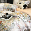 DecorBites™ Flowers Plant Print Bedding Set: Luxe Lyocell Cotton Soft Silky Cool Duvet Cover Set
