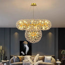 DecorBites™ Gold Crystal Chandelier: Luxury LED Hanging Lamp for Living and Dining Room