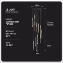 DecorBites™ Crystal Column LED Chandelier: Luxury Pendant Lamp for Staircase, Modern Home Decor Lighting