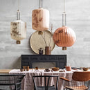 DecorBites™ Bamboo Lantern Pendant: Handmade Fabric Shade for Elegant Hotel and Restaurant Lighting