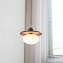 DecorBites™ Glass LED Pendant Lamp Walnut Wood Brass Hanging Lights
