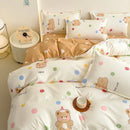 DecorBites™ Cozy Flower Print Bedding Set: Brushed Cotton, Skin-Friendly, Soft, Thick, 4Pcs