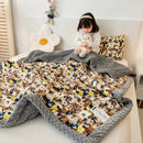 DecorBites™ Cotton Floral Double Quilt | Retro Soothe Doudou Bedding Blanket
