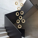DecorBites™ Crystal Ring LED Chandelier: Modern Gold Kitchen Lighting for Staircase, Simple Indoor Hanging Lamp