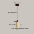 DecorBites™ Globe LED Pendant Light Yellow Travertine Stone White Glass Adjust Hang Lamp