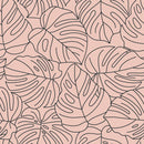 Beige Monstera Contour Leaves Wallpaper