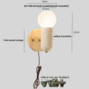 DecorBites™ Japanese LED Wall Lamp, Pull Chain Switch, Yellow Travertine Glass, White Shade