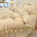 DecorBites™ Korean Princess Floral Print Bedding Set in Washed Cotton for Girls