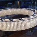 DecorBites™ Chrome Round Crystal Chandelier LED Pendant Light for Bedroom and Living Room
