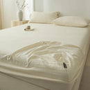 DecorBites™ Cotton Fitted Sheet: Wrinkled Yarn, Nordic Comfort, All Seasons Bed Cover