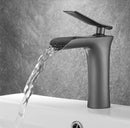 DecorBites™ Grey Waterfall Brass Basin Faucet - Hot Cold Mixer Tap for Bathroom Sink