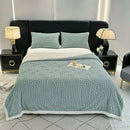 DecorBites™ Double Layered Flannel Arch Jacquard Plush Blanket - Warm & Cozy Coral Fleece Quilt