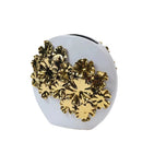DecorBites™ Gold Embossed Flower Ceramic Vase for Home Decoration and Floral Arrangements