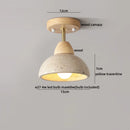 DecorBites™ Acrylic LED Ceiling Lamp Yellow Travertine Wood Canopy Wabi Sabi Style