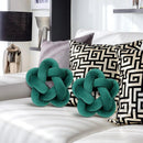 DecorBites™ Green Star Knotted Lumbar Cushion - Handmade Stuffed Throw Pillow