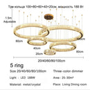 DecorBites™ Golden Crystal Chandelier: Nordic Modern Luxury LED Hanging Halo for Living Room