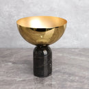 DecorBites™ Golden Fruit Bowl Metal Handicraft with Marble Base Storage Container Tray