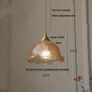DecorBites™ Amber Glass LED Pendant Lamp Walnut Wood Copper Hanging Light