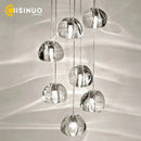 DecorBites™ Crystal Ball Chandelier: Long Adjustable Staircase Pendant Light perfect for Home & Restaurant