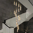 DecorBites™ Crystal Teardrop Chandelier Staircase LED Pendant Light, Gold Living Room Decor