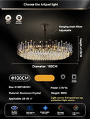 DecorBites™ Gold Crystal Ceiling Chandelier: Luxury Modern LED Pendant for Home Décor