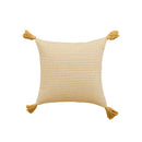 DecorBites™ Geometric Tufted Cushion Cover with Crochet Tassels - Nordic Yellow Striped Pillow Cover
