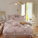 DecorBites™ Korean Princess Style Pure Cotton Bedding Set with Ruffles and Heart Pleat