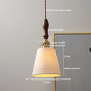 Modern ceramic led pendant light off-white and wood dining room