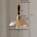 DecorBites™ Acrylic LED Pendant Light: Copper Walnut Wood Flower Hang Lamp