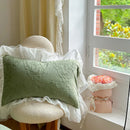 DecorBites™ French Carved Velvet Lace Ruffles Bedding Set, Coral Velvet Duvet Cover, Luxury Bed Sheet