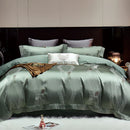 DecorBites™ Gold Leaves Jacquard Cotton Bedding Set with Smooth Egyptian Cotton Duvet Cover