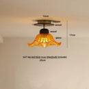 DecorBites™ Amber Ice Crack Glass Wood Ceiling Light - Nordic Modern LED Fixture