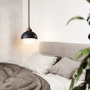 DecorBites™ Glass Ball LED Pendant Lights Black Travertine Wabi Sabi Hanging Lamp