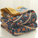 DecorBites™ Cotton Picnic Blanket/Bedspread - Double Bed 150 Flowers Blue, High Quality Pillowcases