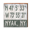 Nyak, New York Latitude Longitude Wooden Sign | Wall Art Print on Real Wood